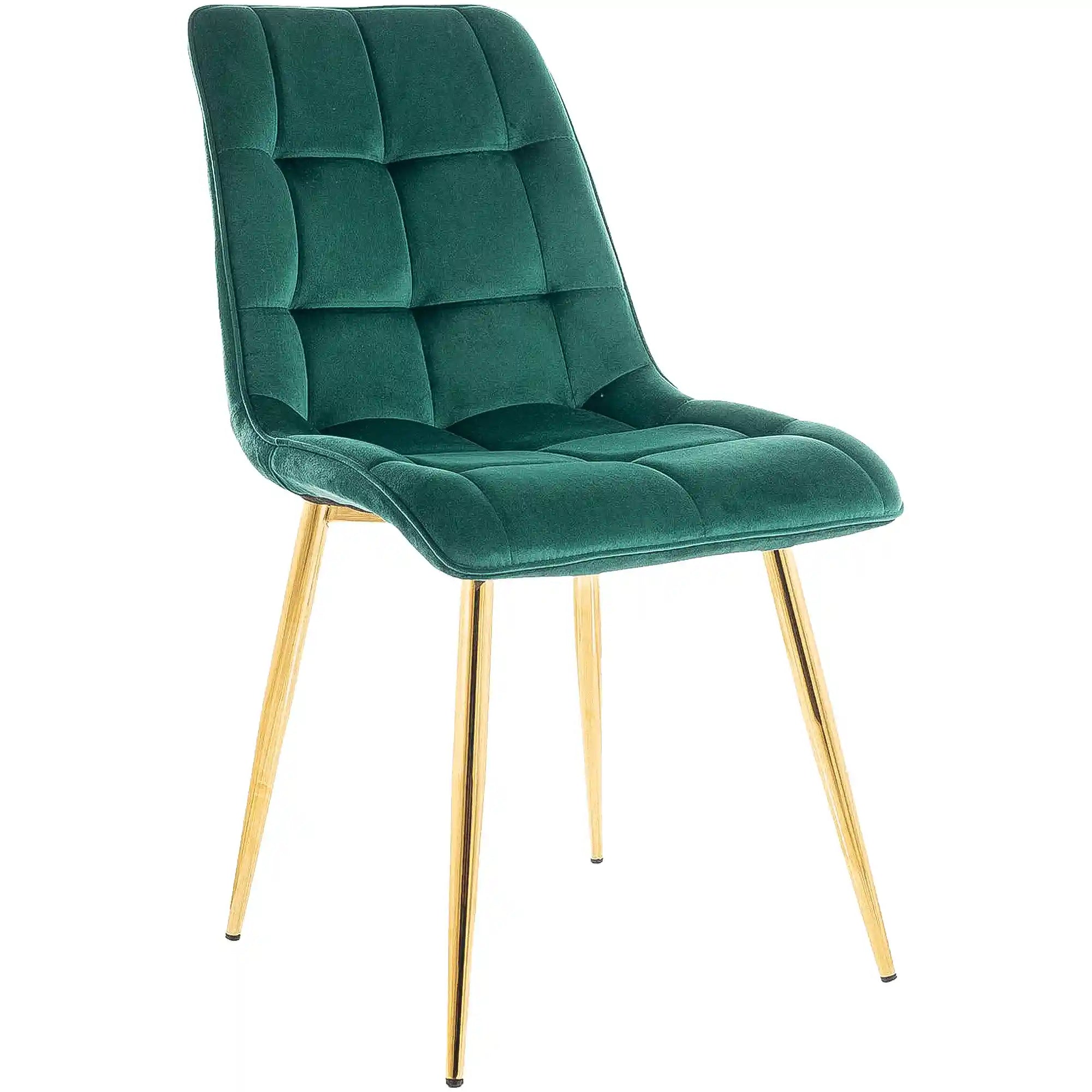 Scaun CHIC, verde/auriu, stofa catifelata/metal, 50x43x88 cm
