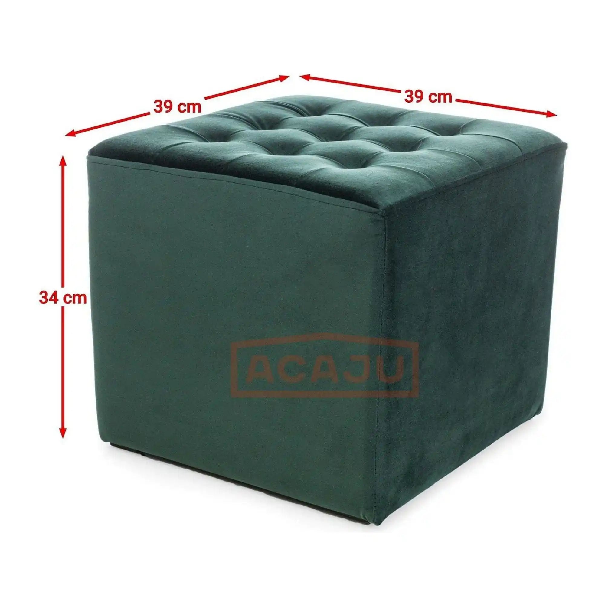 Taburet LORI, stofa catifelata verde, 39x39x34 cm
