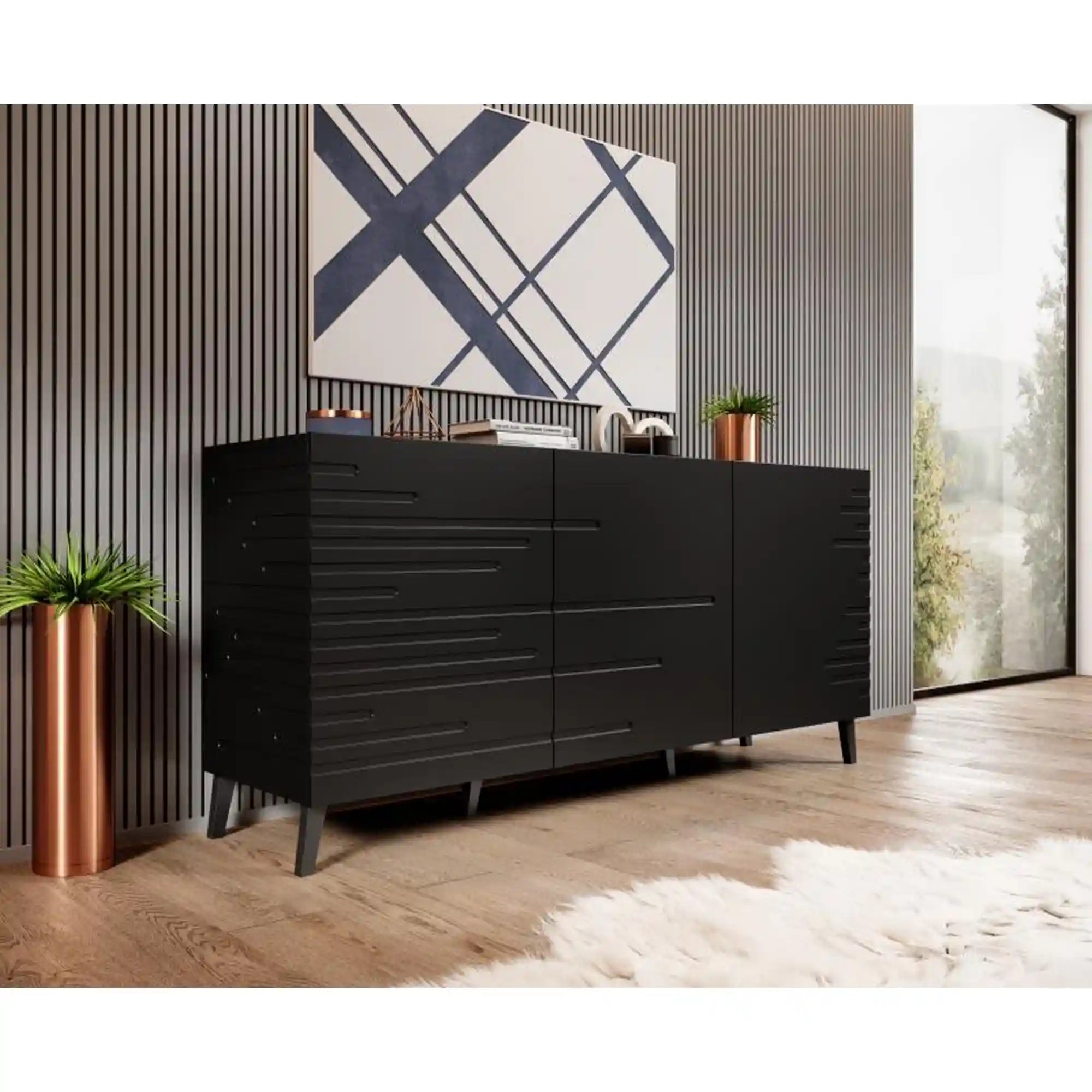 Comoda NOVA, negru, 155x40x75 cm