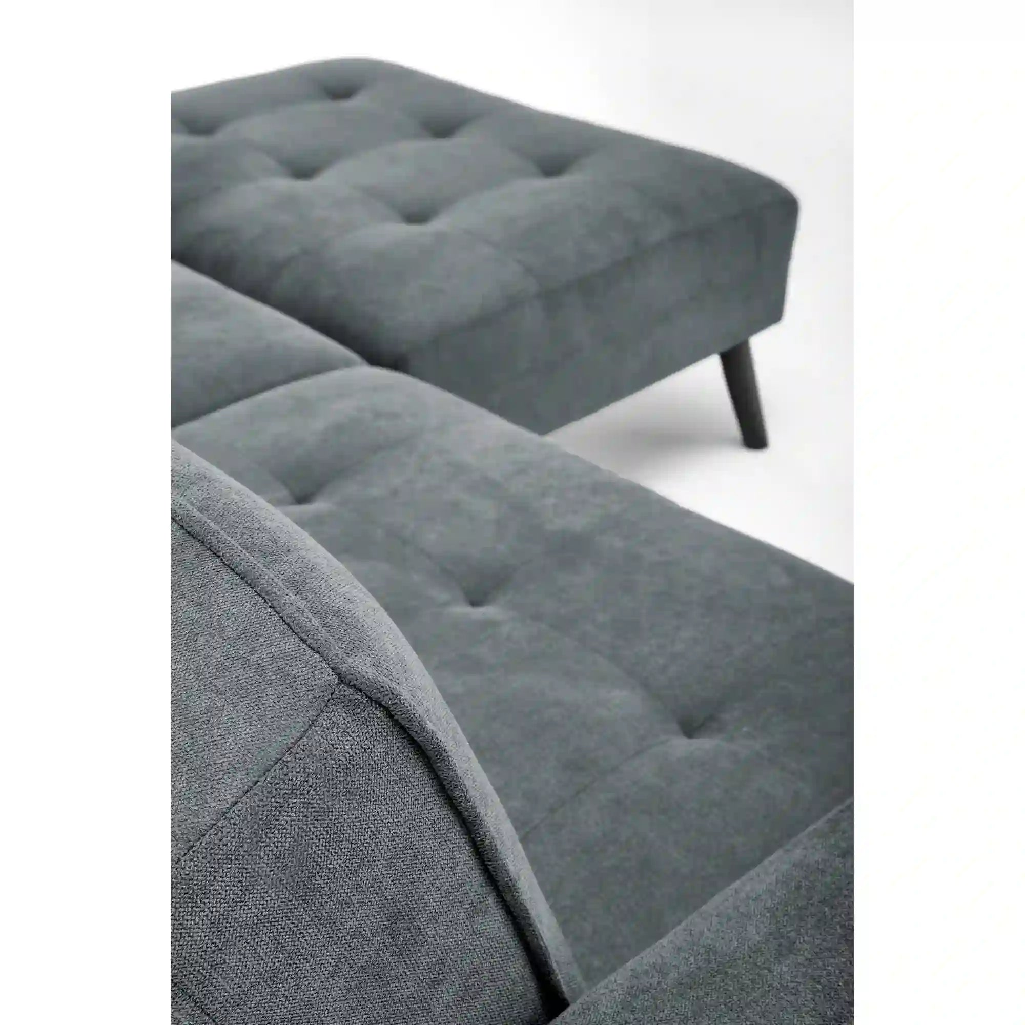 Canapea extensibila CORNELIUS, gri/negru, stofa clasica/lemn, 200x153/167x80 cm
