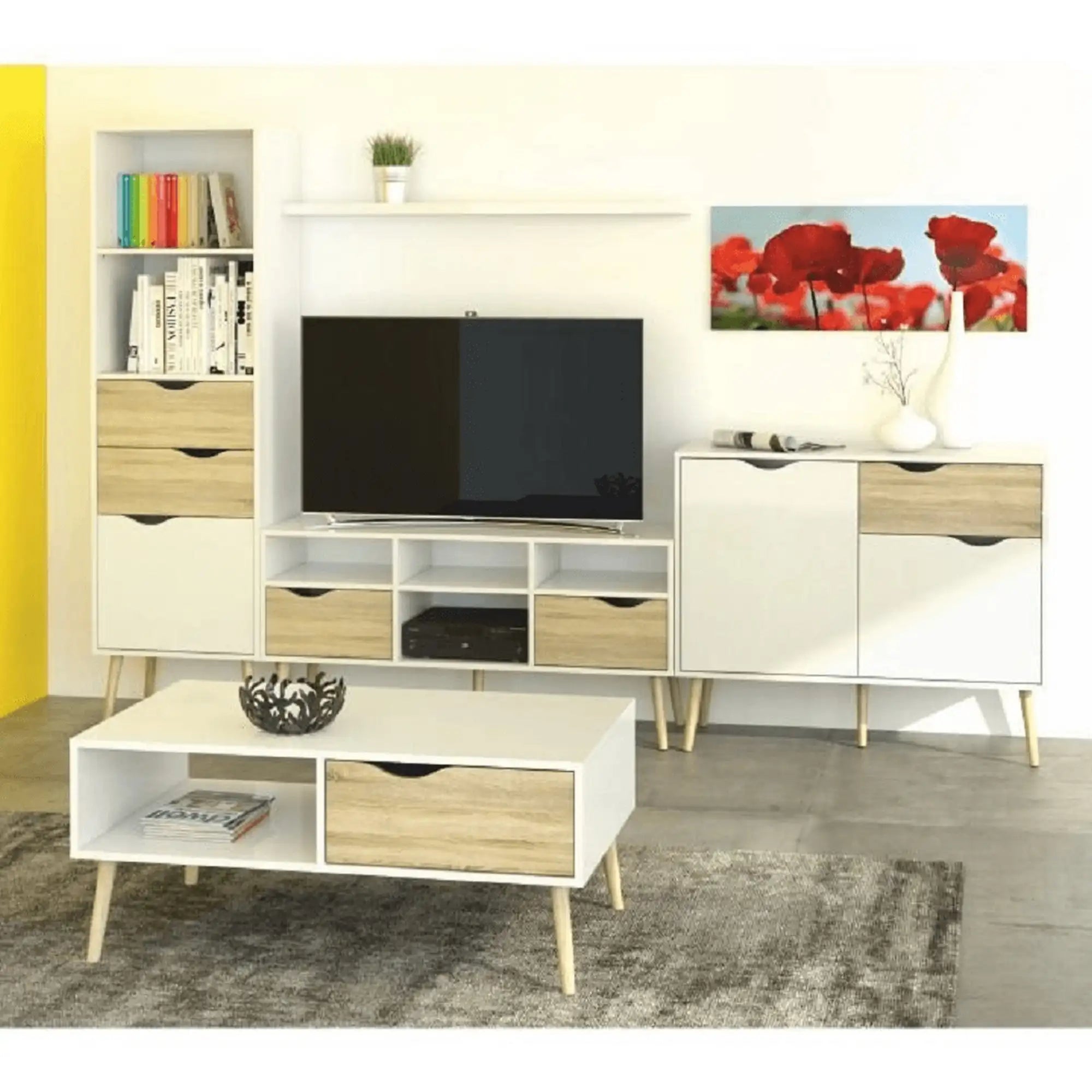 Masuta de cafea OSLO 75384, stejar sonoma/alb, PAL melaminat, 99x60x43 cm