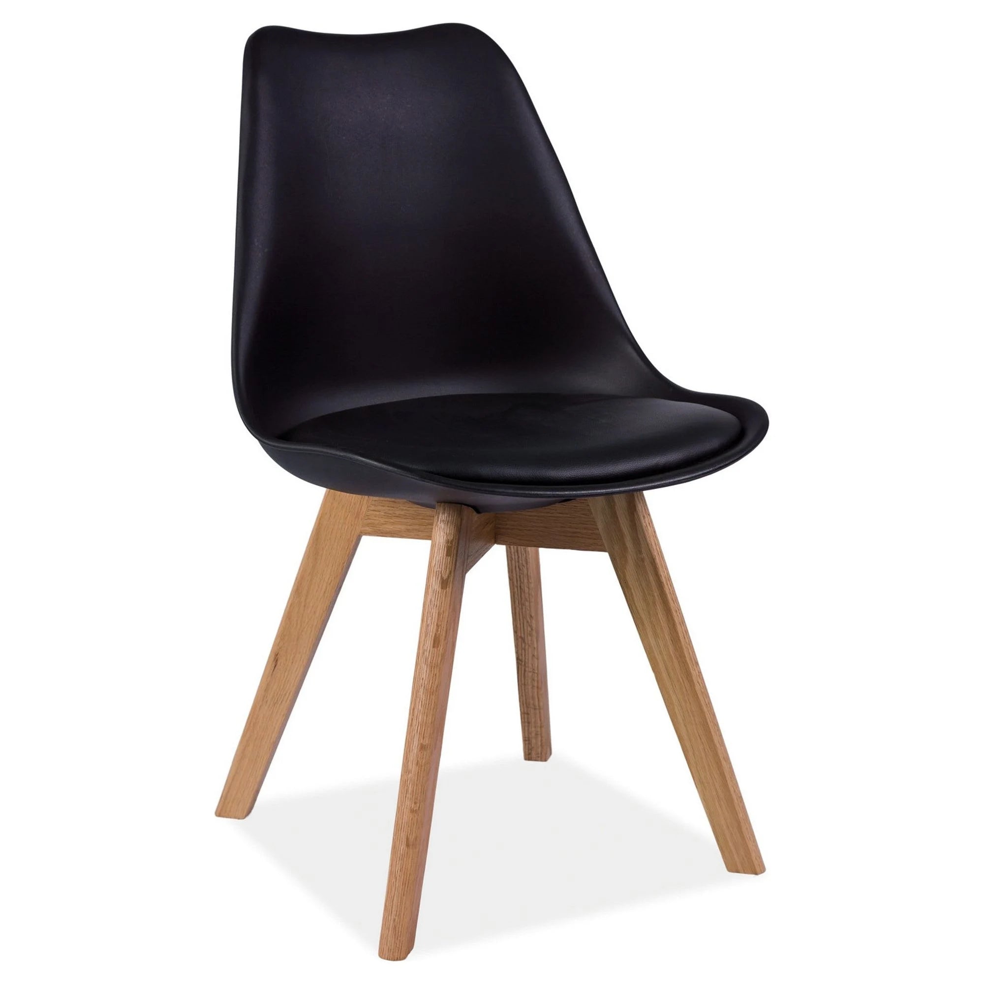 Scaun dining Kris, negru/stejar, piele ecologica/lemn, 49X43X83 cm