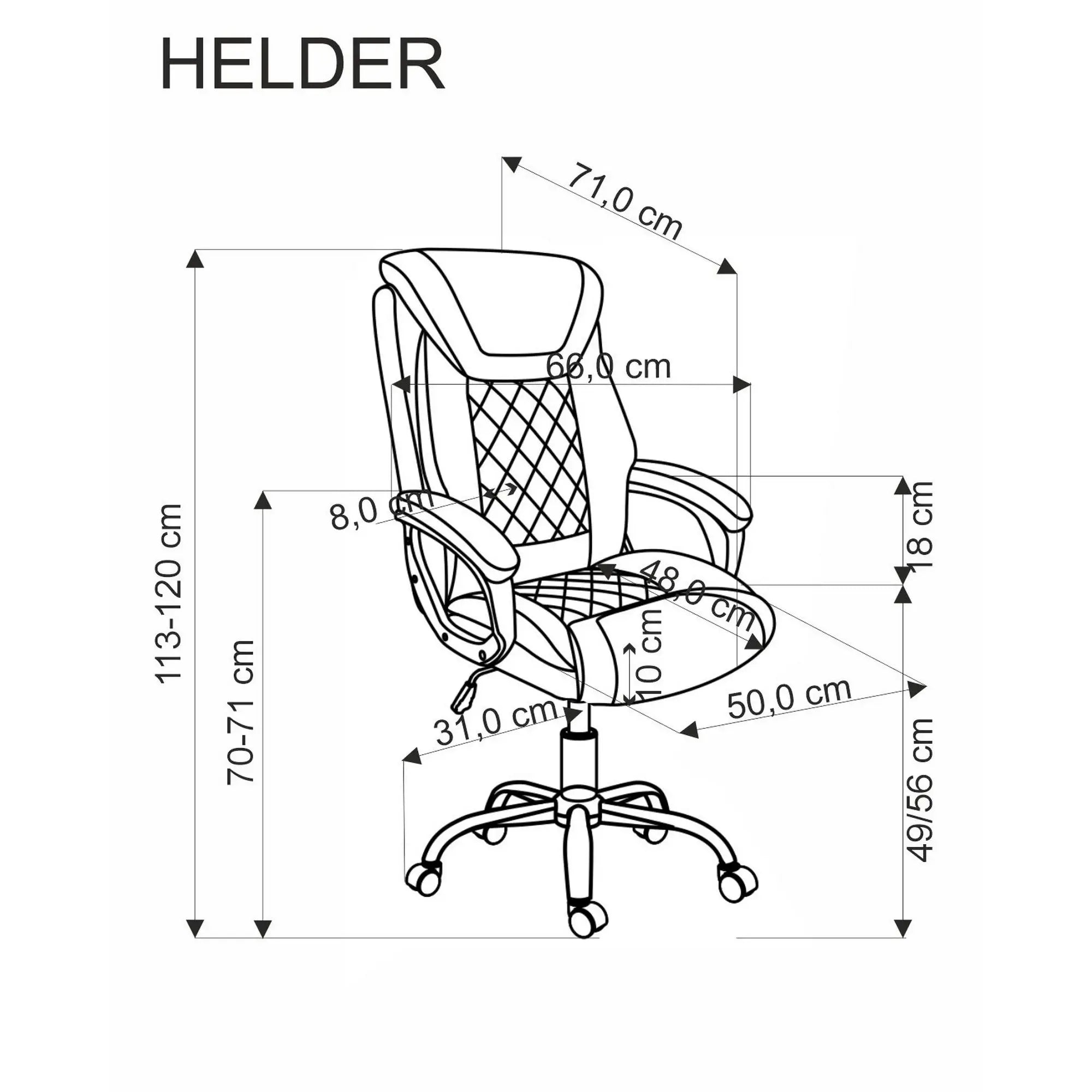 Scaun birou HELDER, negru, piele ecologica/metal, 66x71x113/120 cm
