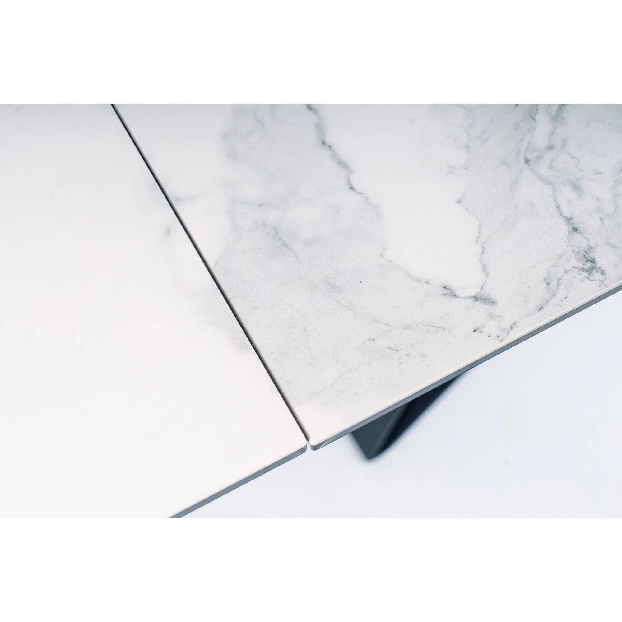 Masa extensibila WESTIN III, alb/negru, ceramica/metal, 160-240x90x75 cm