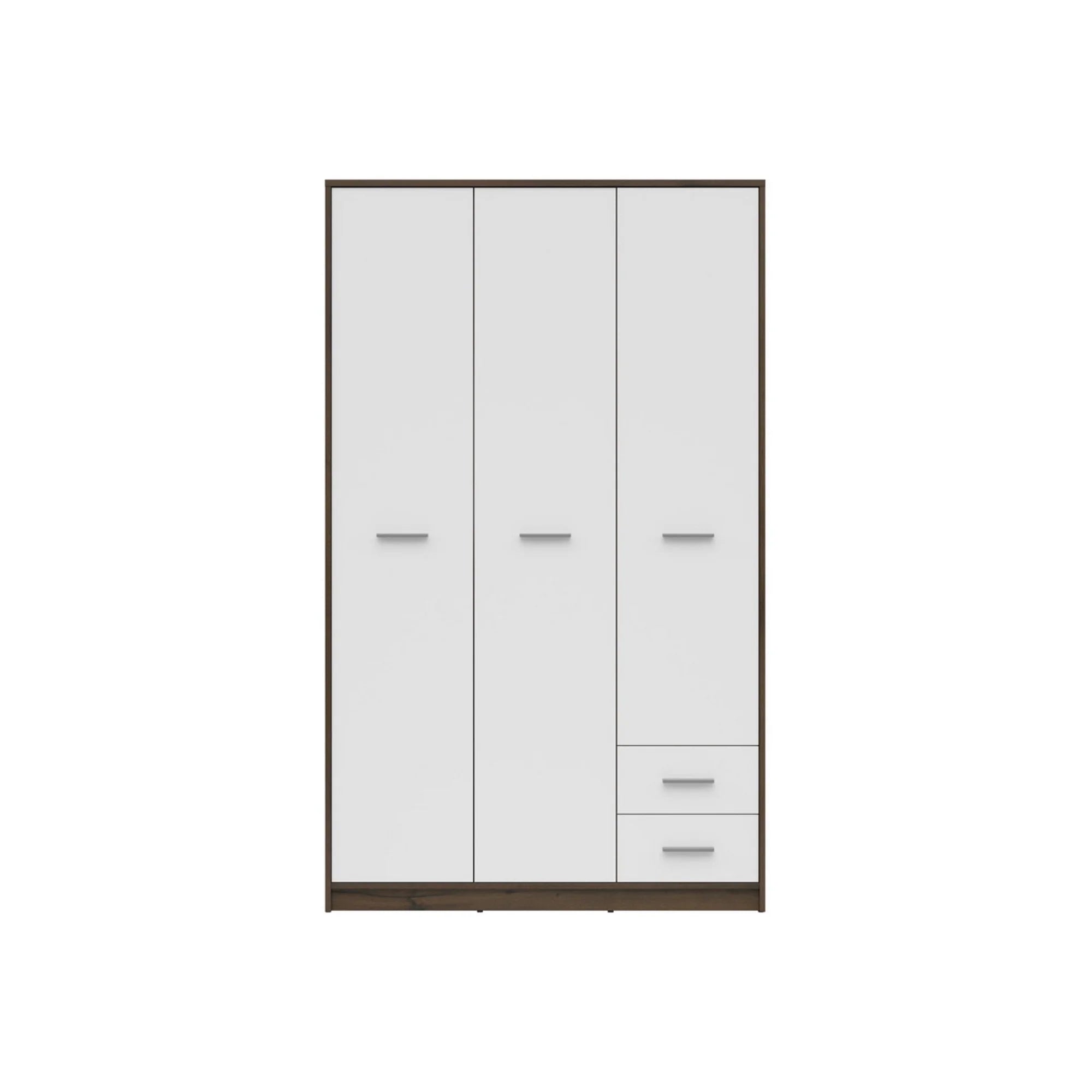 Dulap NEPO PLUS, stejar nobil/alb, PAL laminat, cu 3 usi si 2 sertare, 119x55x197 cm
