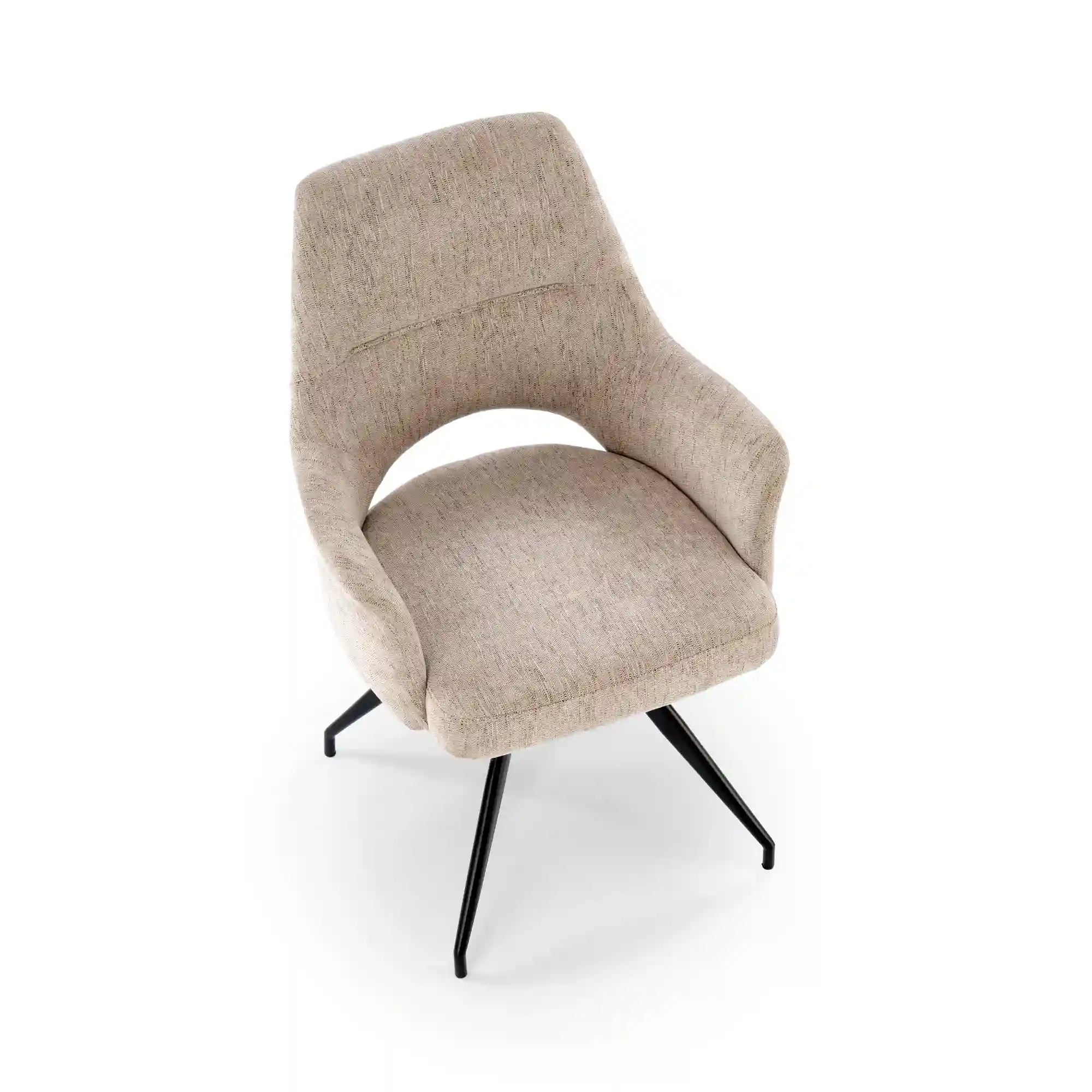 Scaun rotativ K542, bej/negru, stofa clasica/metal, 58x64x88 cm