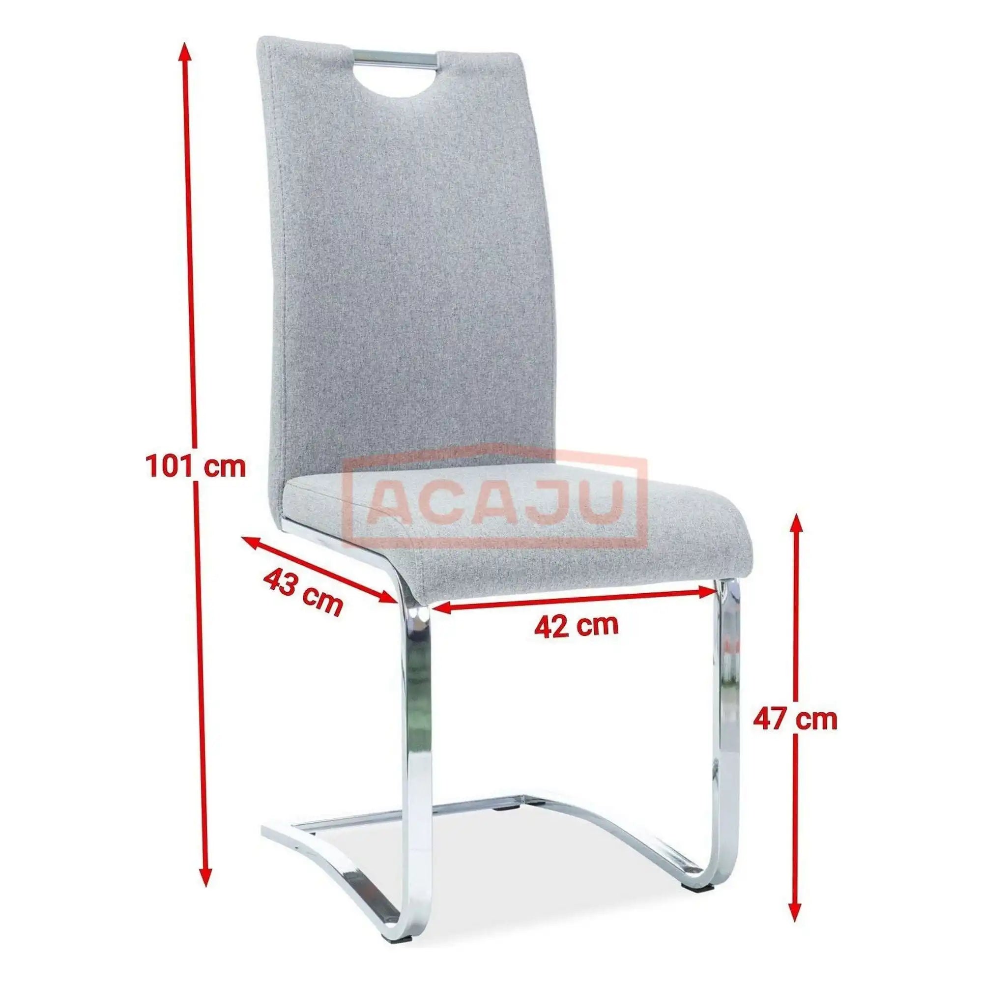 Scaun H790, crom/gri, stofa clasica/metal, 42x43x101 cm