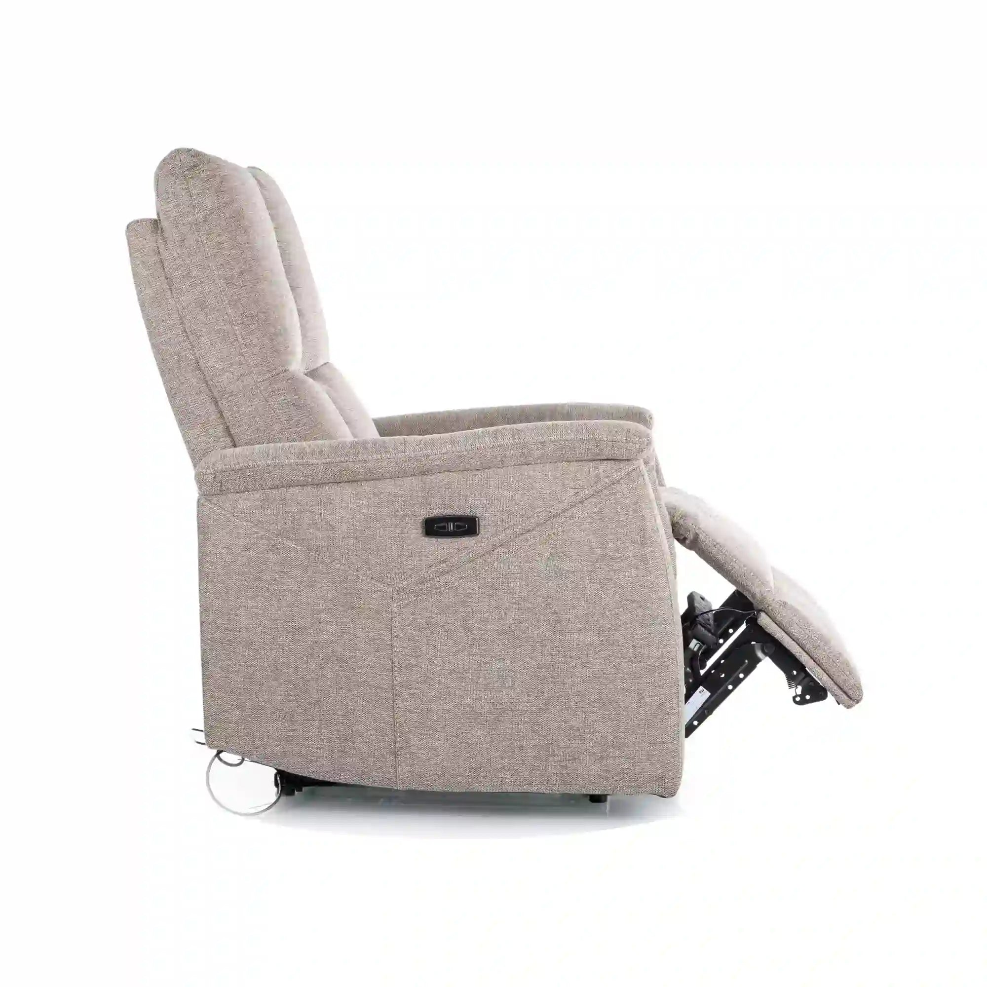 Fotoliu recliner cu functie de masaj NEPTUN M, stofa clasica bej - Brego 34, 76x94/160x96 cm