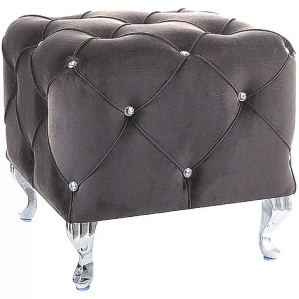 Taburet HESTIA K, stofa catifelata gri - Bluvel 14, 50x50x46 cm