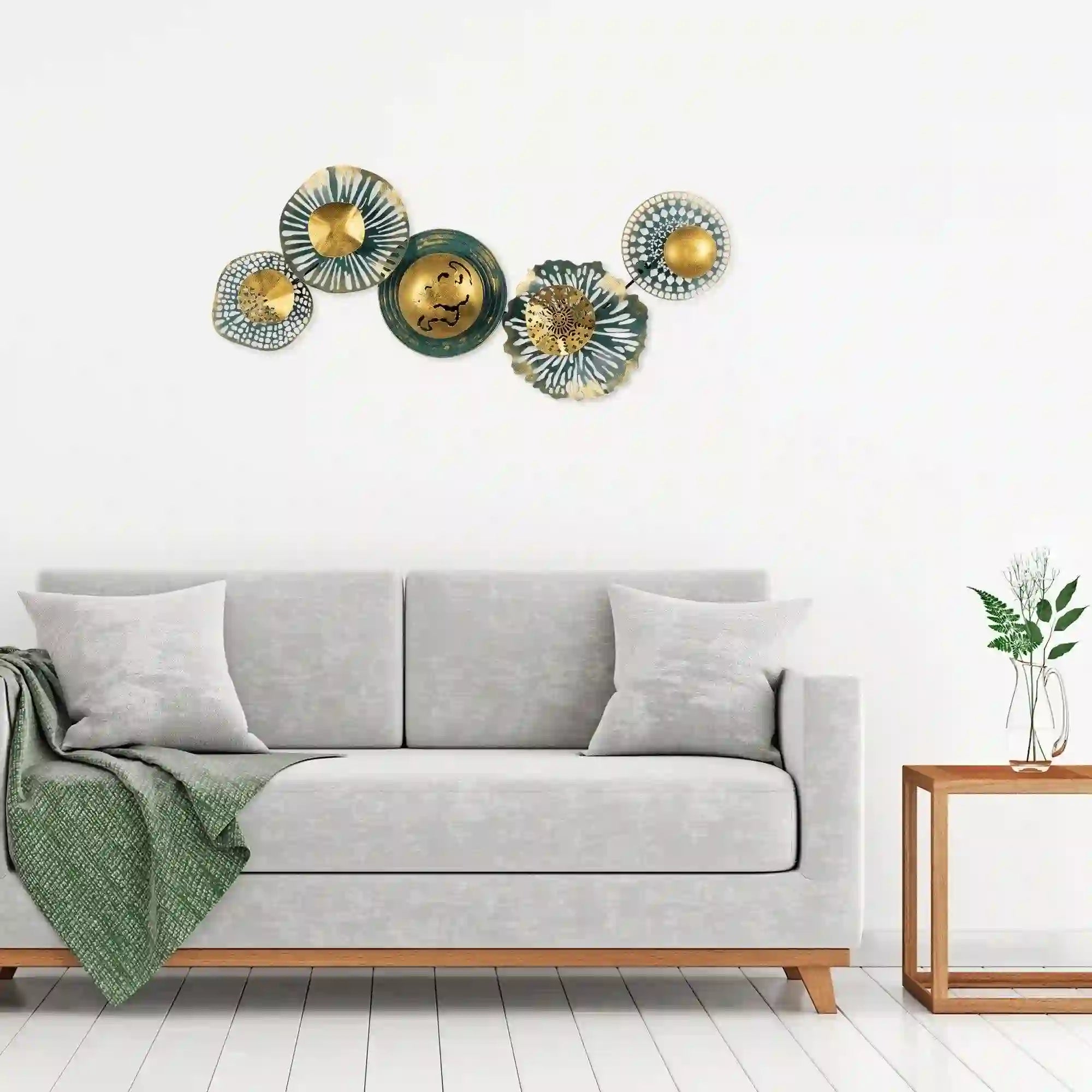 Decoratiune perete SENSUALE, verde/auriu, metal, 100x50 cm