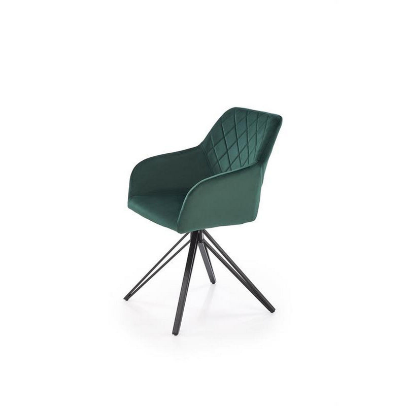 Scaun rotativ K535, verde inchis/negru, stofa catifelata/metal, 57x60x86 cm