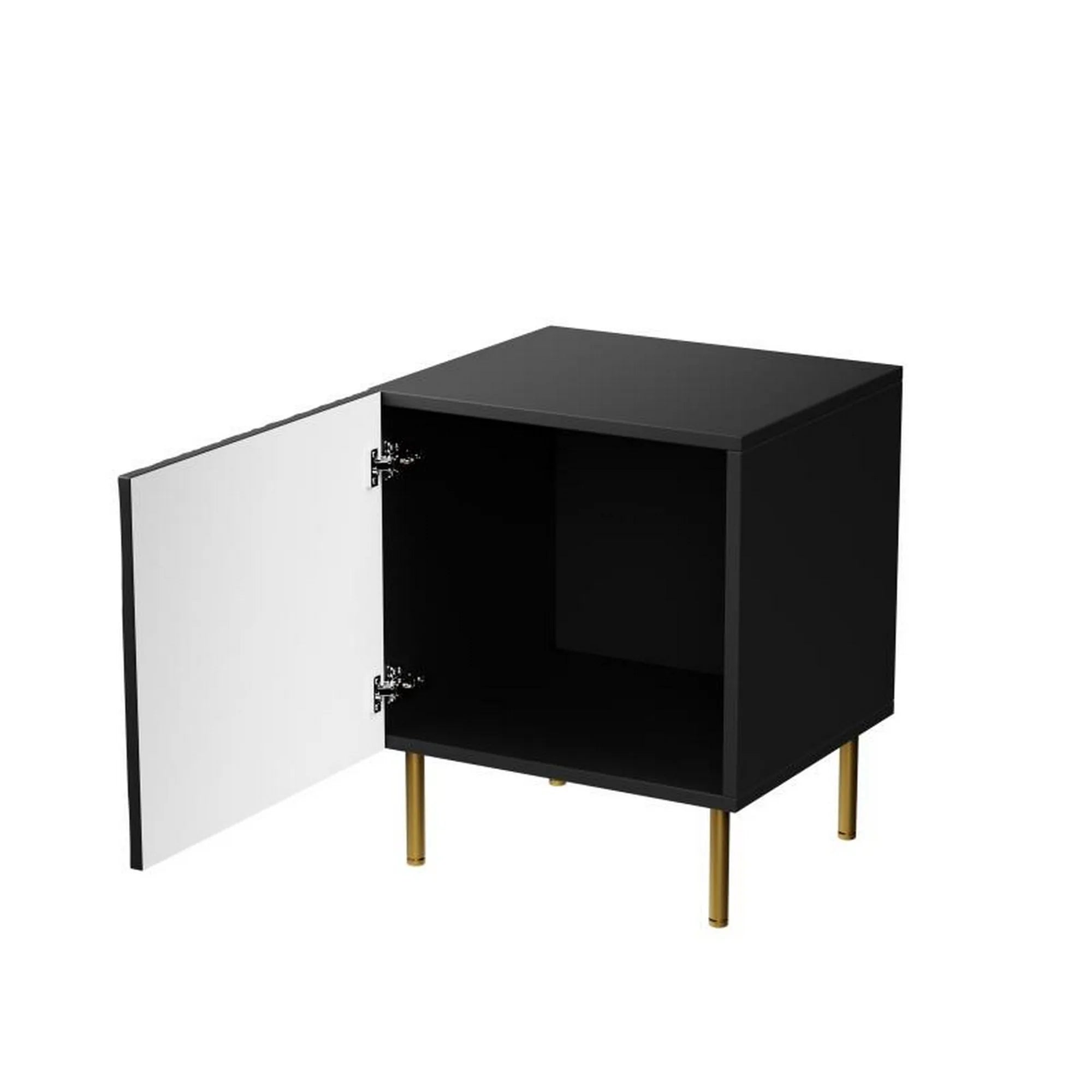 Noptiera JUNGLE, negru/auriu, PAL/metal, 44x41x54 cm