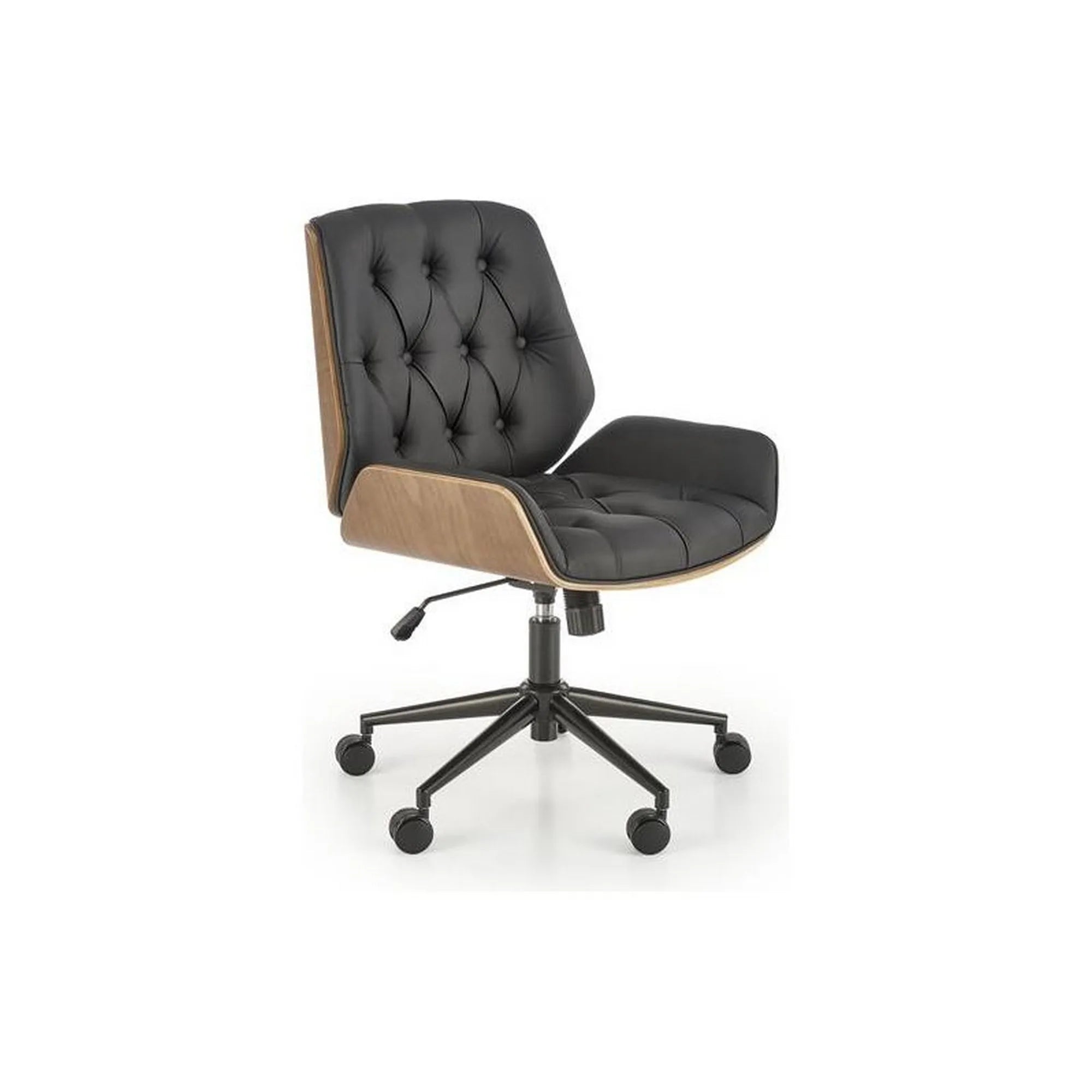 Scaun birou GAVIN, nuc/negru, piele ecologica/metal, 60x65x90/100 cm