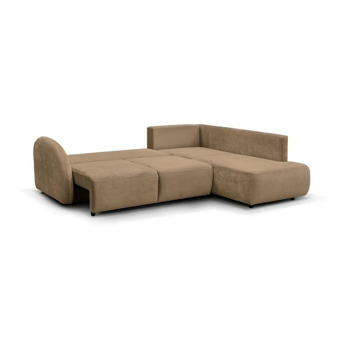 Coltar de living FLAVIA, sezlong dreapta, stofa maro - Cremona 18, cu lada depozitare, 265x215x86 cm