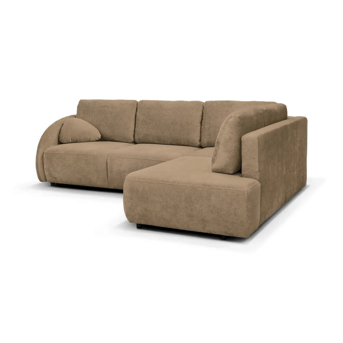 Coltar de living FLAVIA, sezlong dreapta, stofa maro - Cremona 18, cu lada depozitare, 265x215x86 cm
