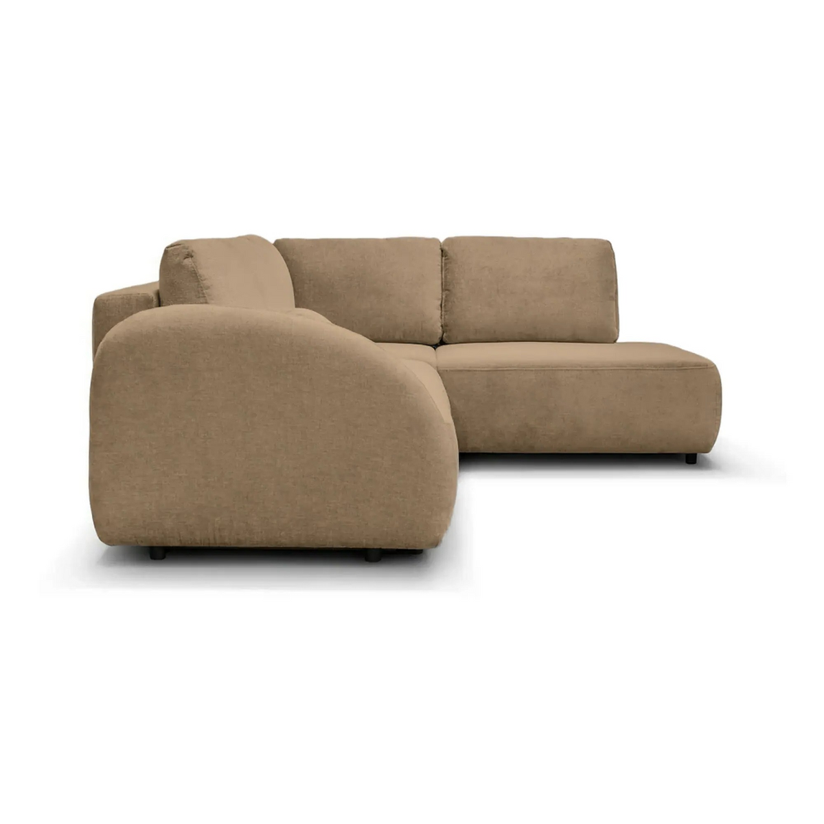 Coltar de living FLAVIA, sezlong dreapta, stofa maro - Cremona 18, cu lada depozitare, 265x215x86 cm