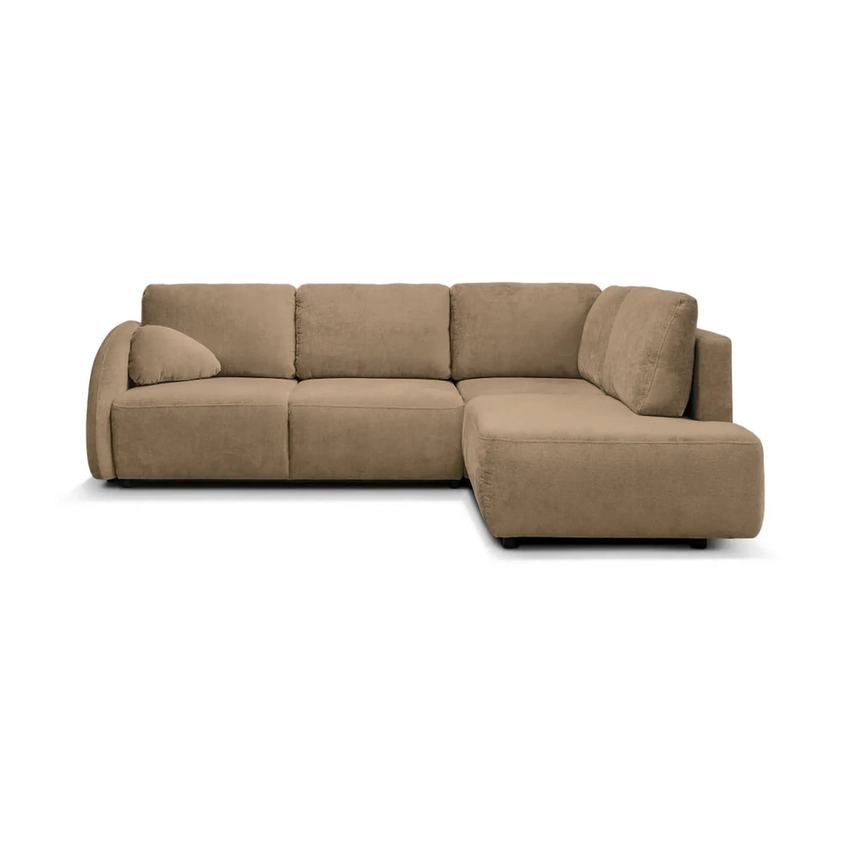 Coltar de living FLAVIA, sezlong dreapta, stofa maro - Cremona 18, cu lada depozitare, 265x215x86 cm