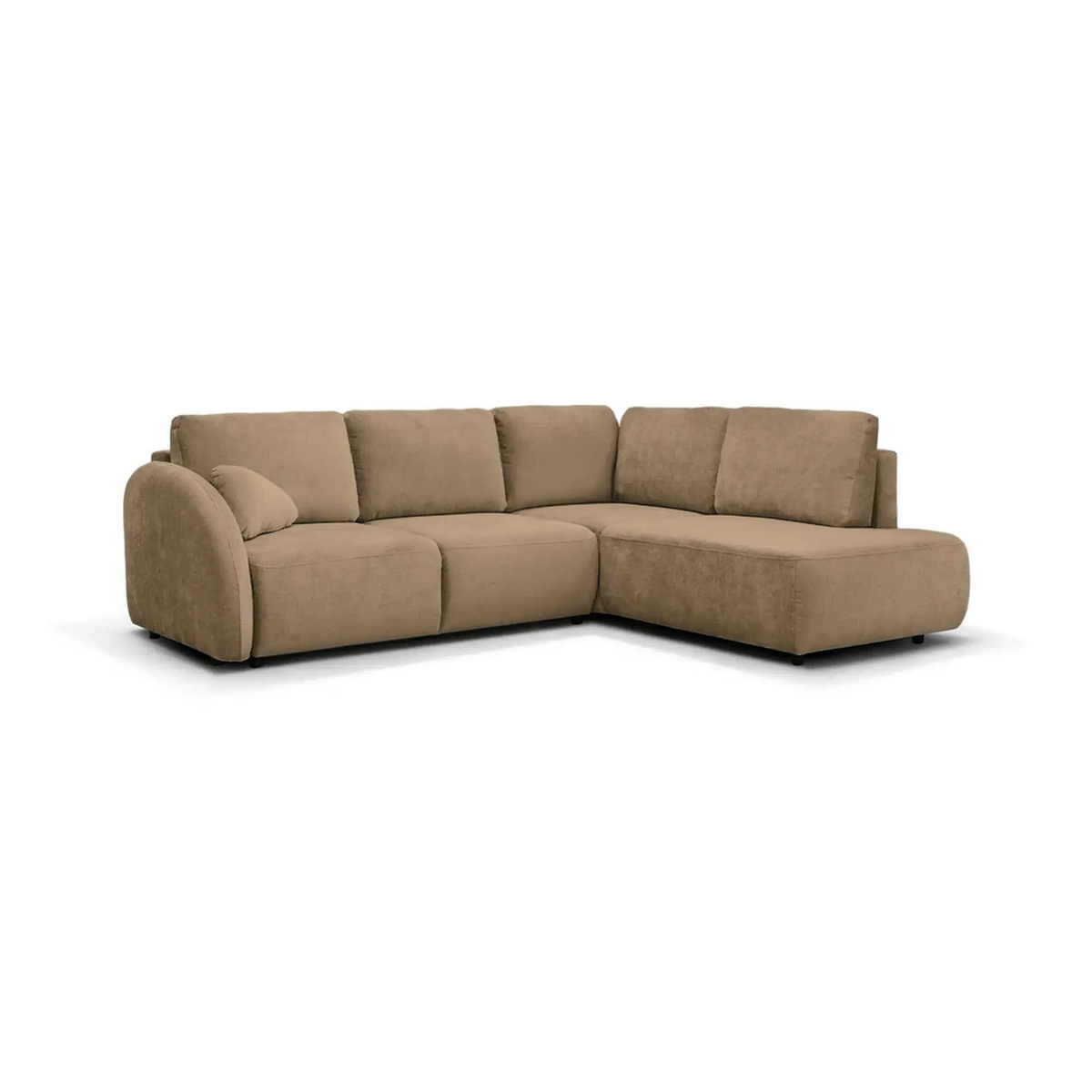 Coltar de living FLAVIA, sezlong dreapta, stofa maro - Cremona 18, cu lada depozitare, 265x215x86 cm