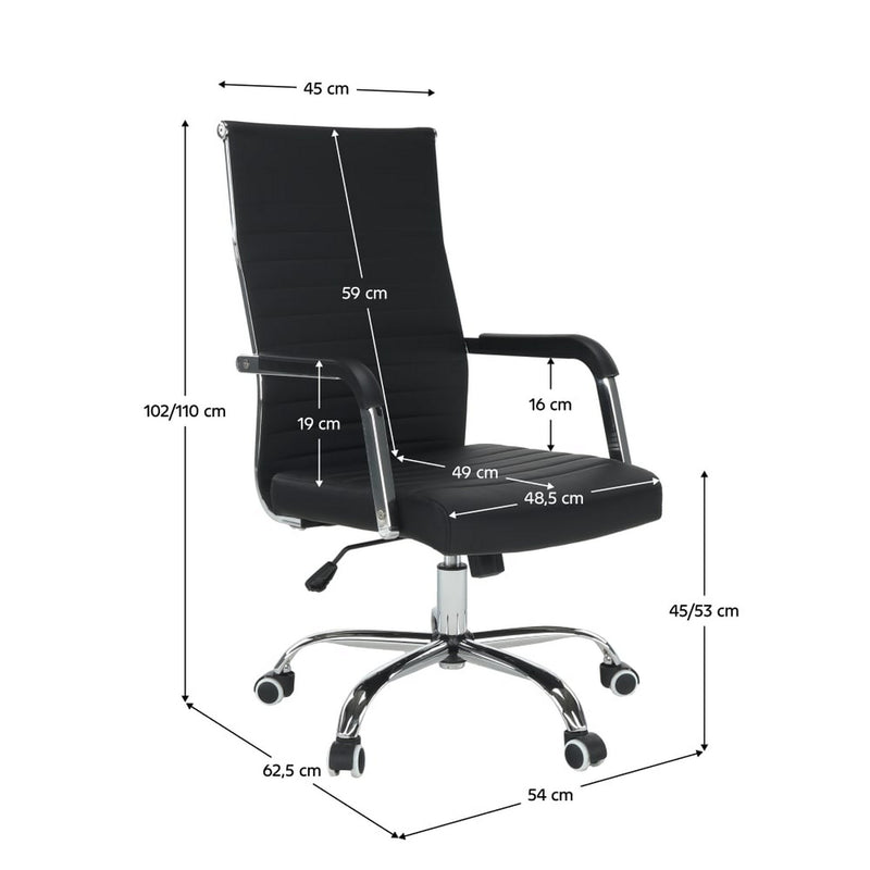 Scaun de birou FARAN, negru/crom, piele ecologica/metal, 54x63x102/110 cm