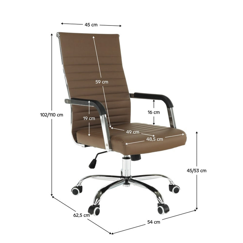 Scaun de birou FARAN, maro/crom, piele ecologica/metal, 54x63x102/110 cm