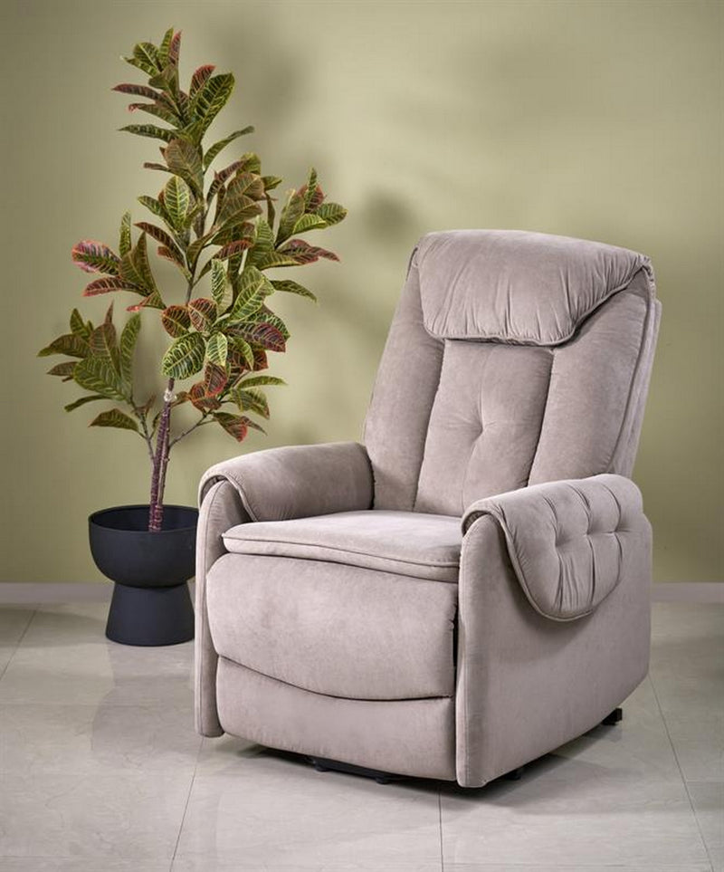 Fotoliu recliner HORTON, stofa catifelata bej - Mavel 38, 80x97/158x90/105 cm