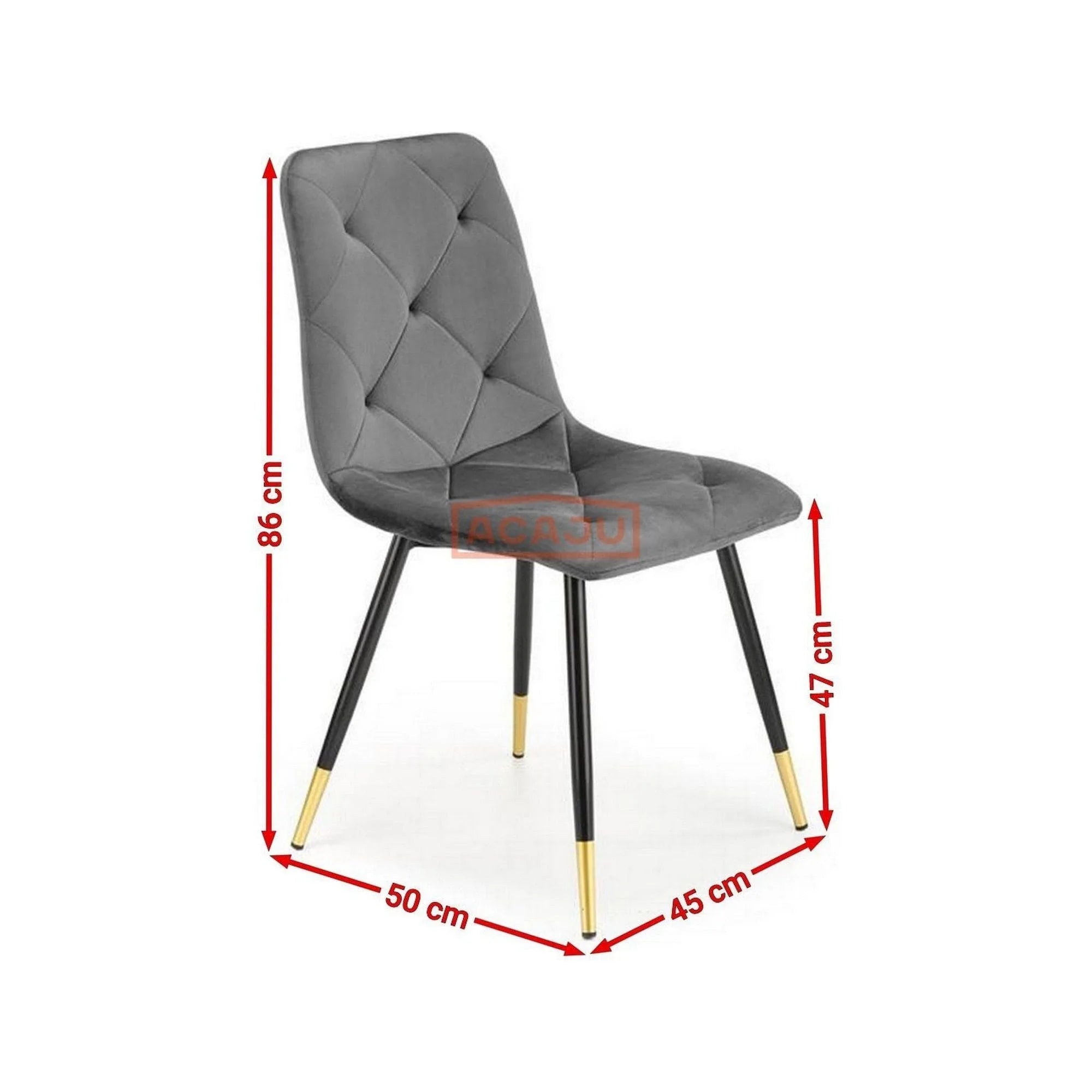 Scaun K438, gri/negru, stofa catifelata/metal, 45x50x86 cm