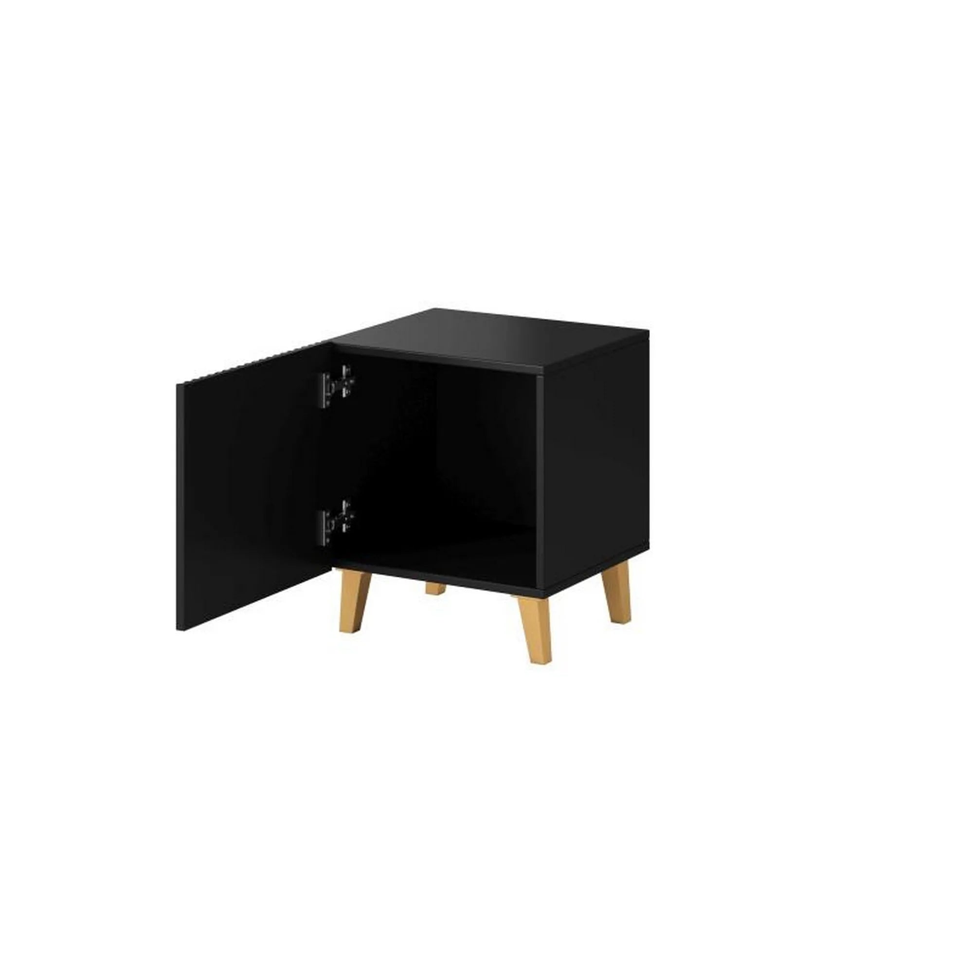 Noptiera PAFOS, negru/stejar, PAL/plastic, 45x40x51 cm