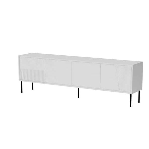 Comoda TV ABI, alb/negru, PAL laminat/metal, 200x38x62 cm