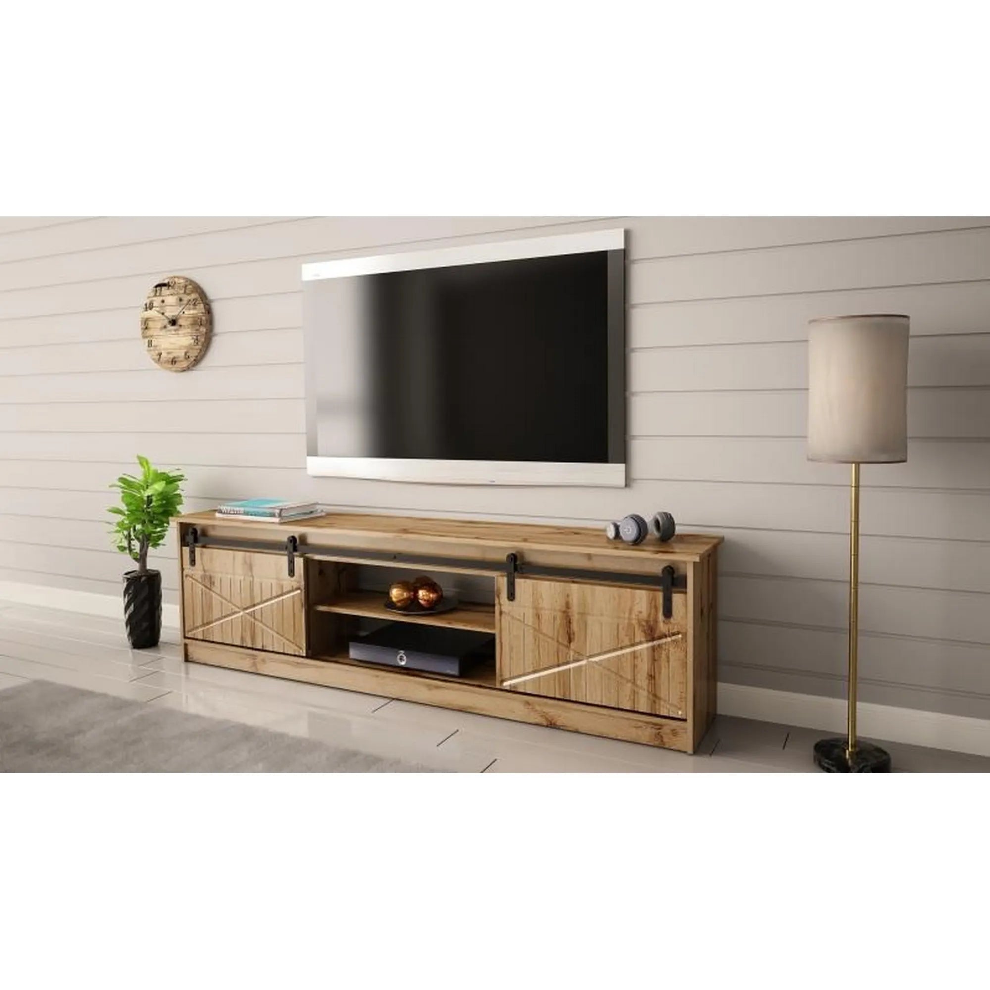 Comoda TV GRANERO, stejar wotan, PAL laminat, 200x35x57 cm