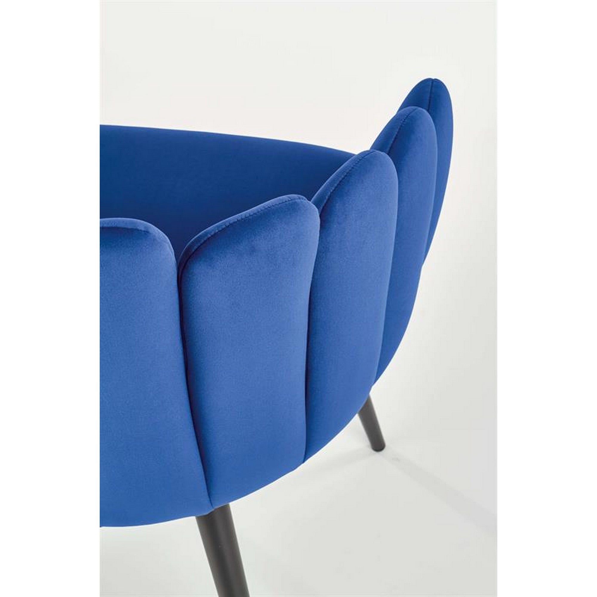 Scaun K410, albastru/negru, stofa catifelata/otel, 65x62x85 cm