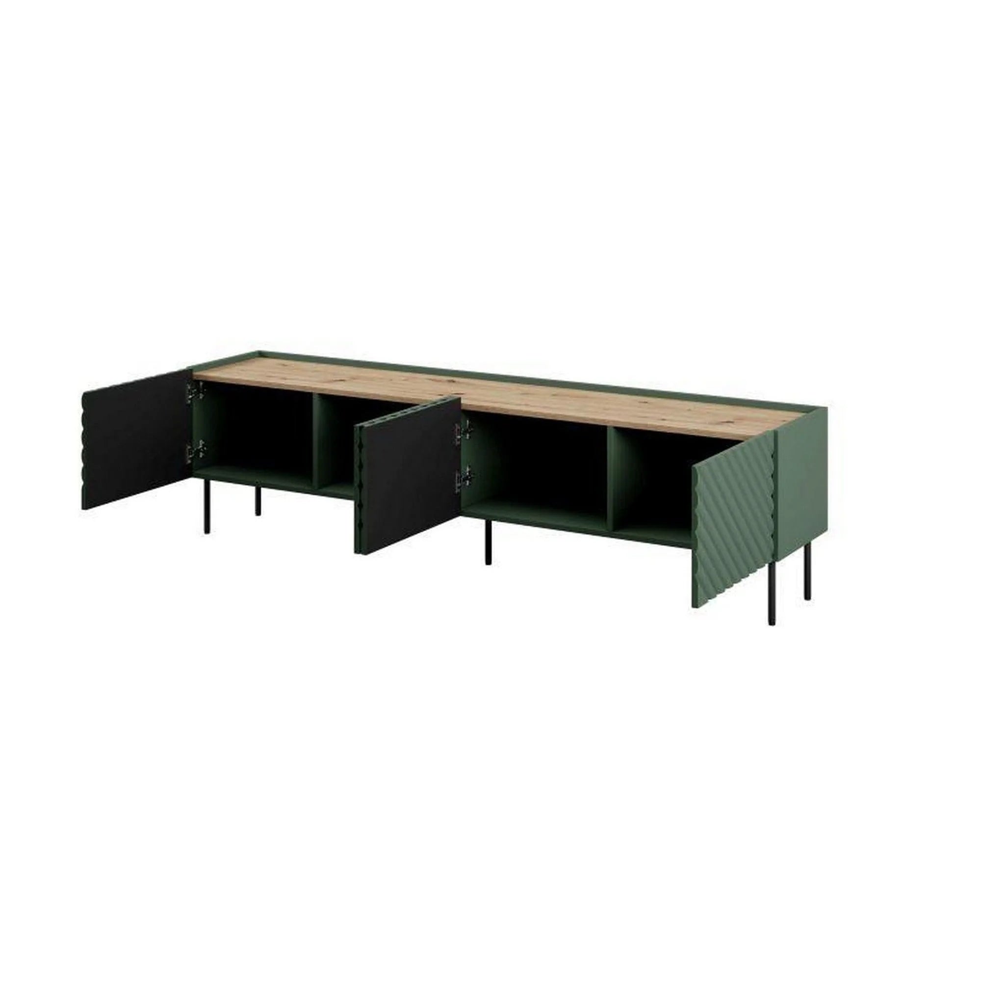 Comoda TV ONDA, verde inchis/stejar, PAL laminat, 200x40x54 cm