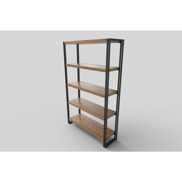 Etajera BOLIVAR REG2, stejar auriu/negru, 100x30x155 cm