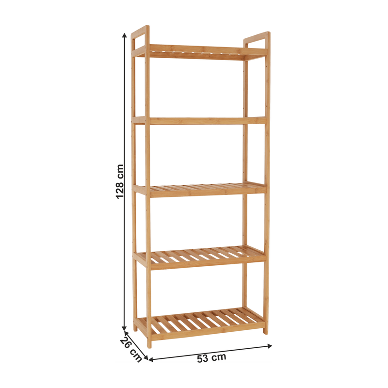 Etajera FIORE TIP 3, bambus natural lacuit, 53x26x128 cm