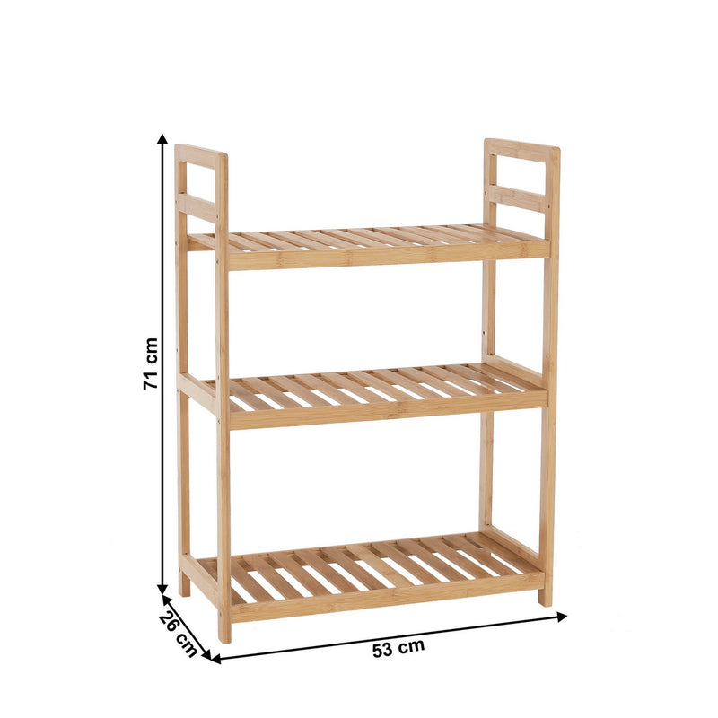 Etajera FIORE TIP 1, bambus natural, lemn, 53x26x71 cm