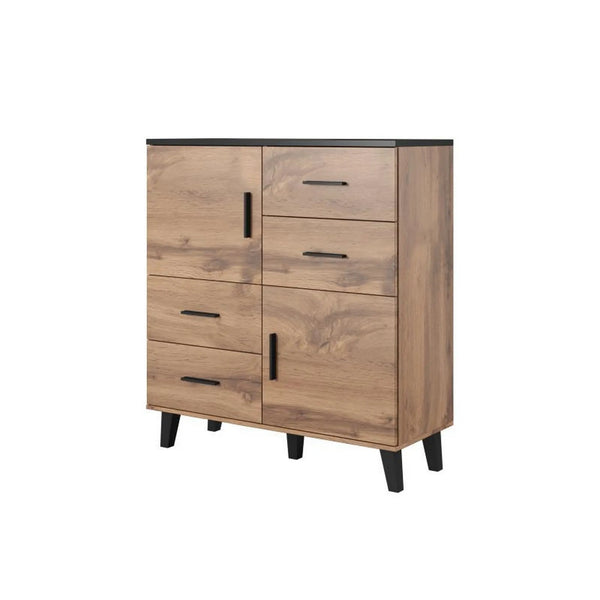 Comoda LOTTA, stejar wotan/negru, PAL, 110x45x119 cm