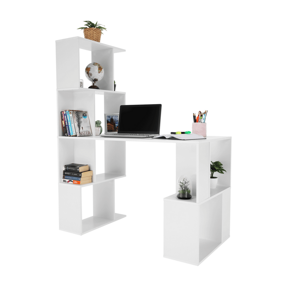 Birou FLOKI NEW, alb, DTD laminat, 120x60x150 cm