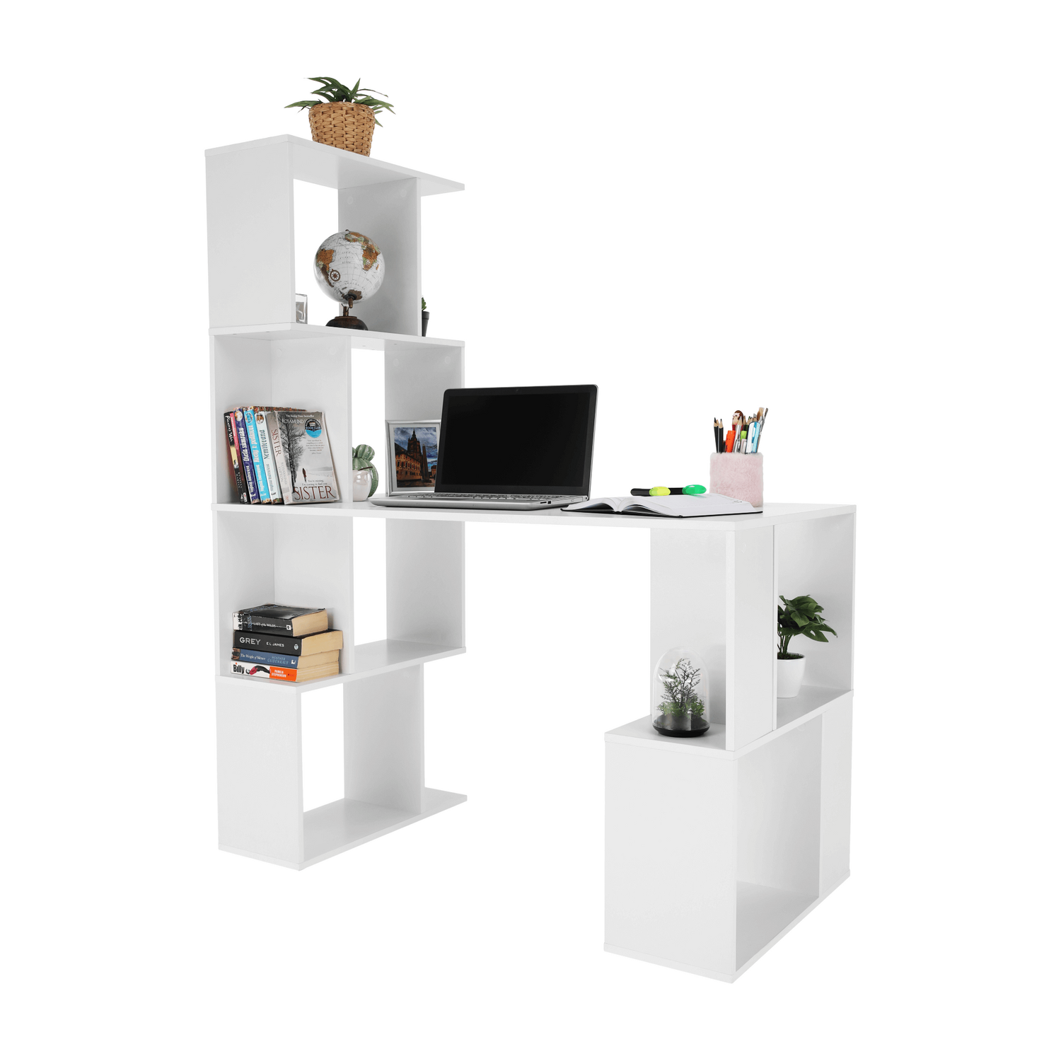 Birou FLOKI NEW, alb, DTD laminat, 120x60x150 cm