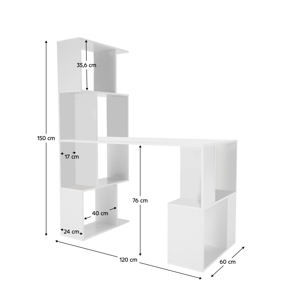 Birou FLOKI NEW, alb, DTD laminat, 120x60x150 cm