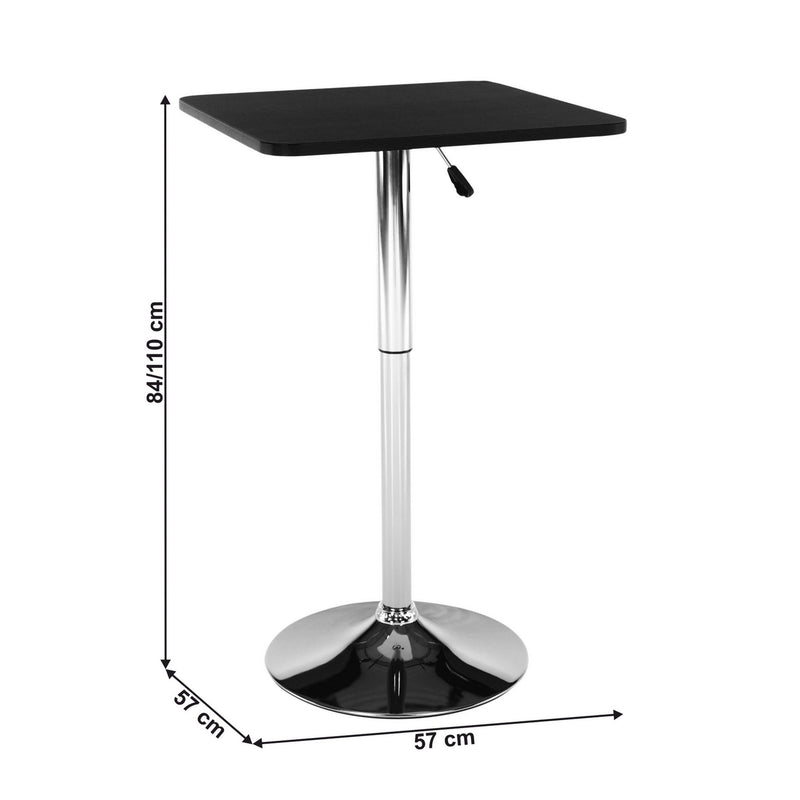 Masa bar FLORIAN, negru/crom, 57x84/110 cm