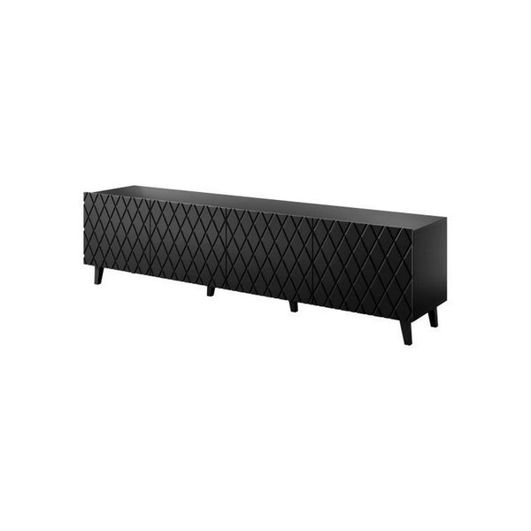 Comoda TV ASTI, negru, PAL laminat/plastic, 200x42x52 cm