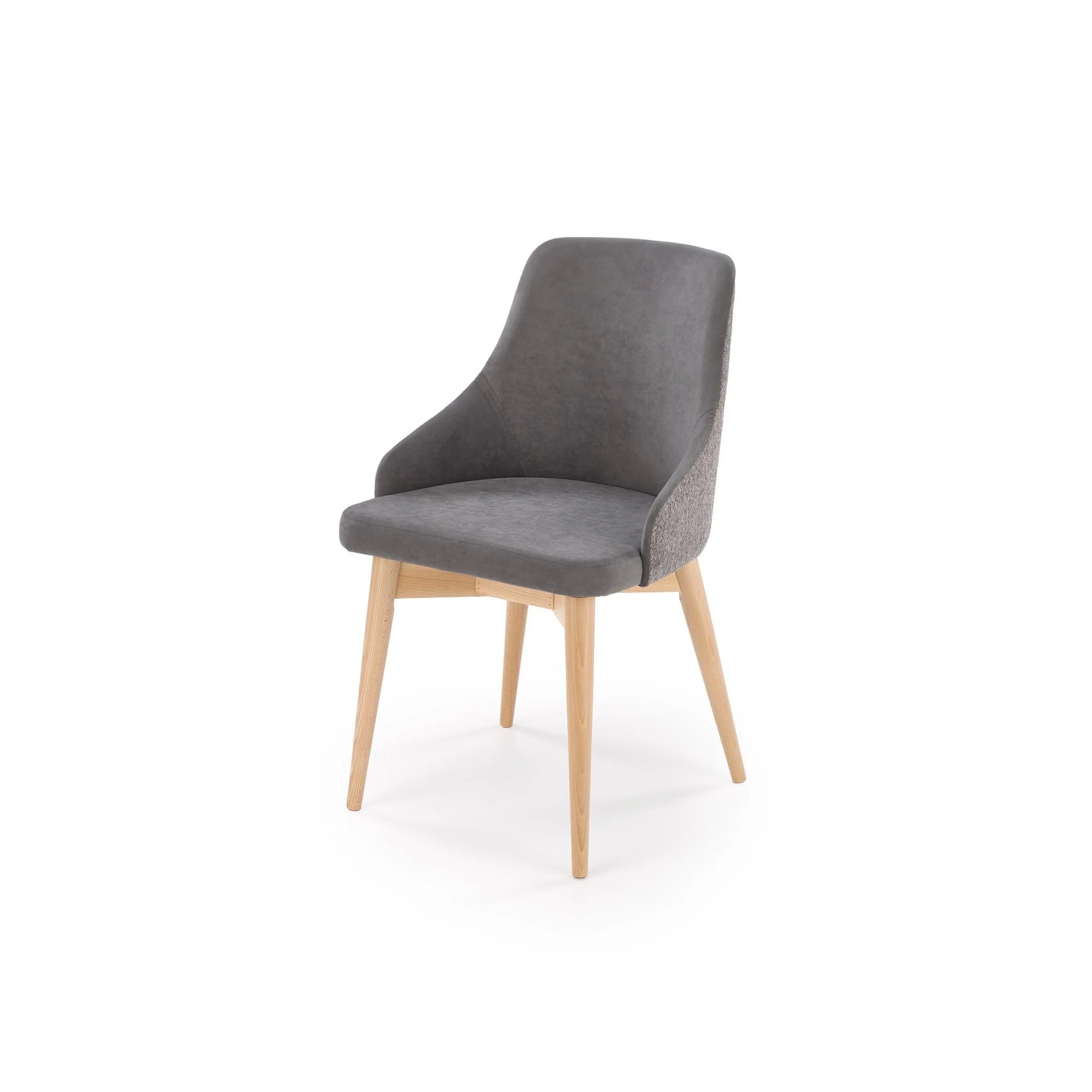 Scaun rotativ MALAGA, gri/stejar, stofa clasica/lemn, 50x53x79 cm