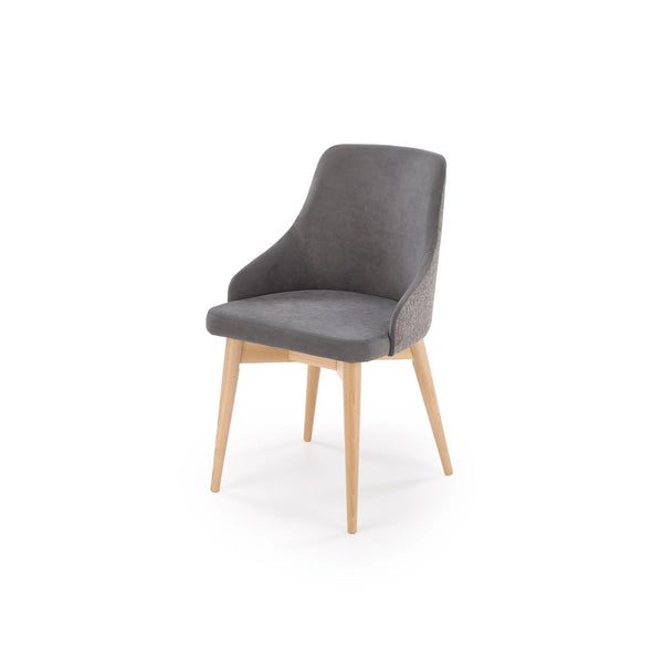 Scaun rotativ MALAGA, gri/stejar, stofa clasica/lemn, 50x53x79 cm