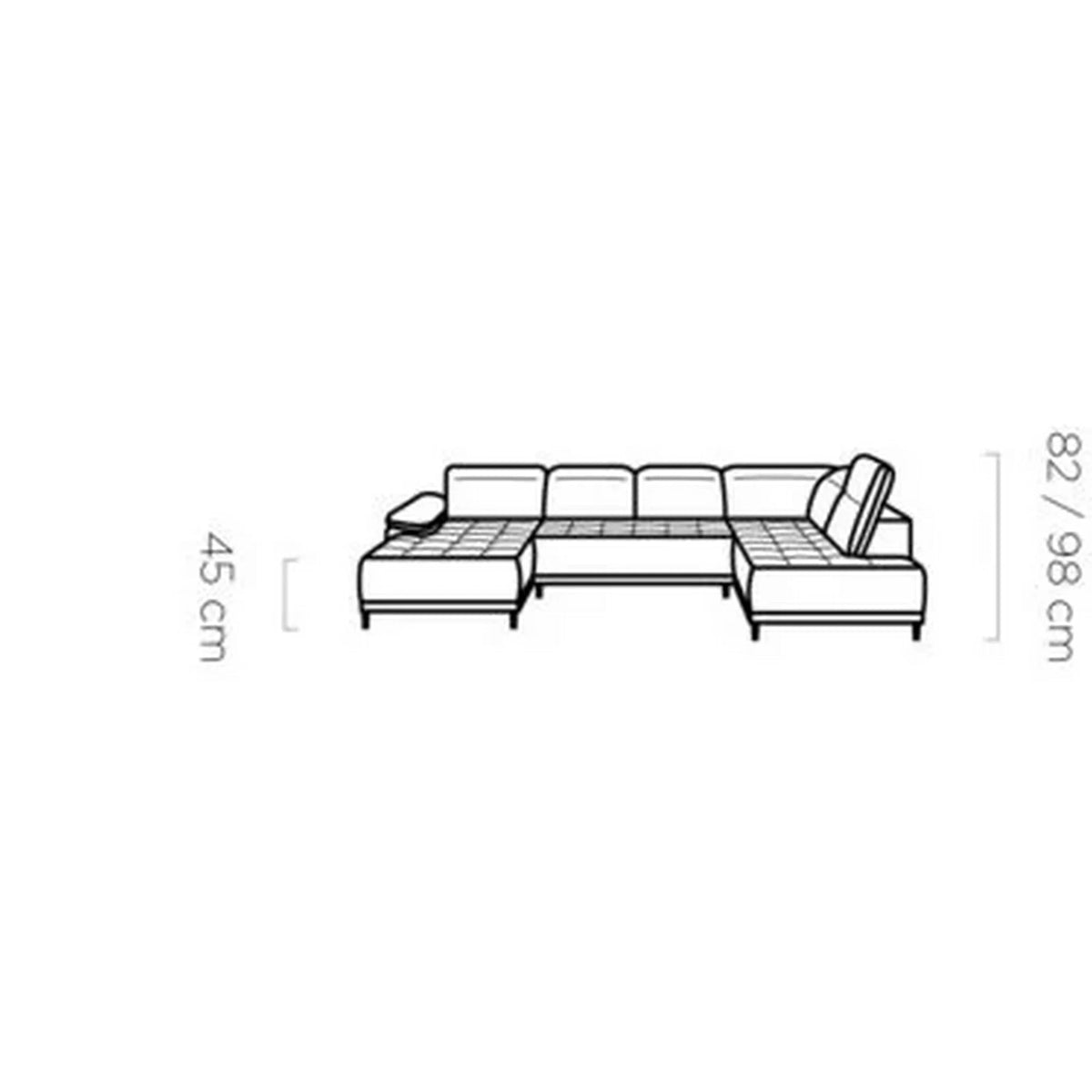 Coltar FOCUS XL, personalizabil materiale gama Oferta Avantaj, cu reglaj electric si tetiere reglabile, 352x204x98 cm