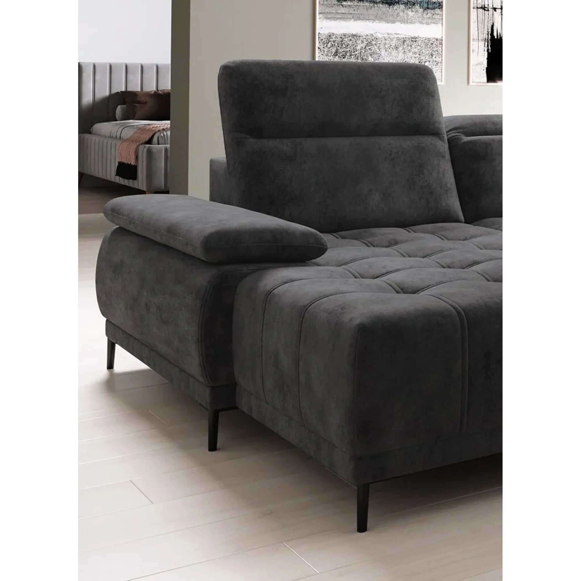 Coltar FOCUS XL, personalizabil materiale gama Oferta Avantaj, cu reglaj electric si tetiere reglabile, 352x204x98 cm