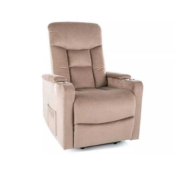 Fotoliu recliner IKAR, stofa catifelata bej inchis - Bluvel 40, 77x92/163x108 cm