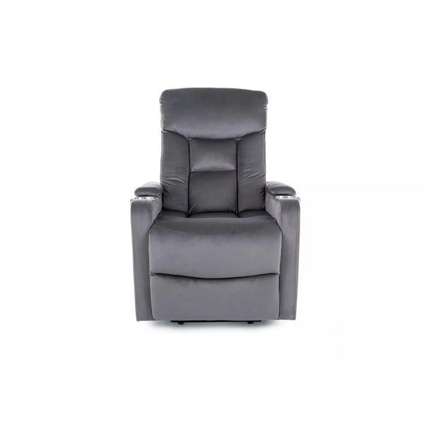 Fotoliu recliner IKAR, stofa catifelata gri - Bluvel 14, 77x92/163x108 cm