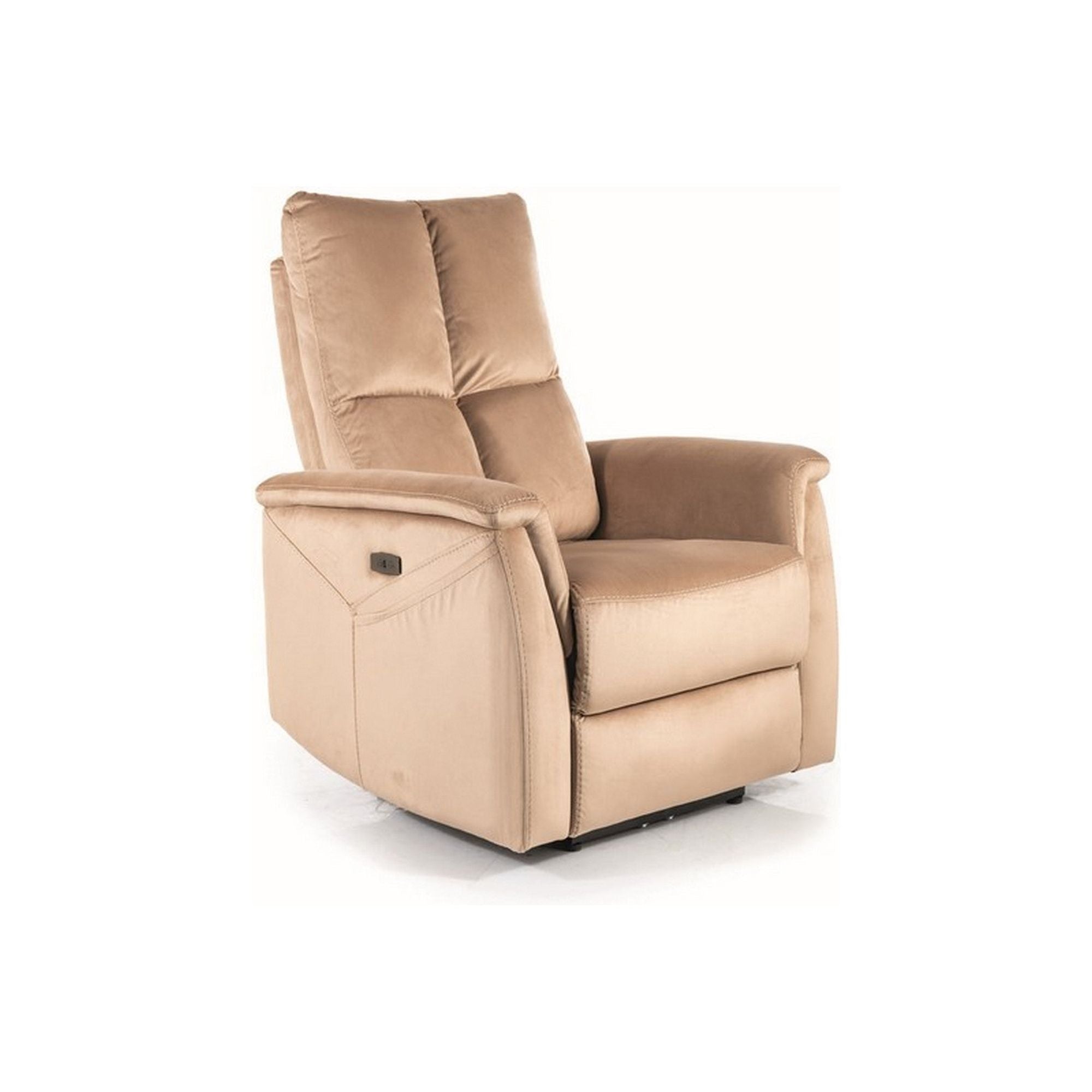 Fotoliu recliner NEPTUN M, bej/negru, stofa catifelata/metal, 76x94/160x96 cm