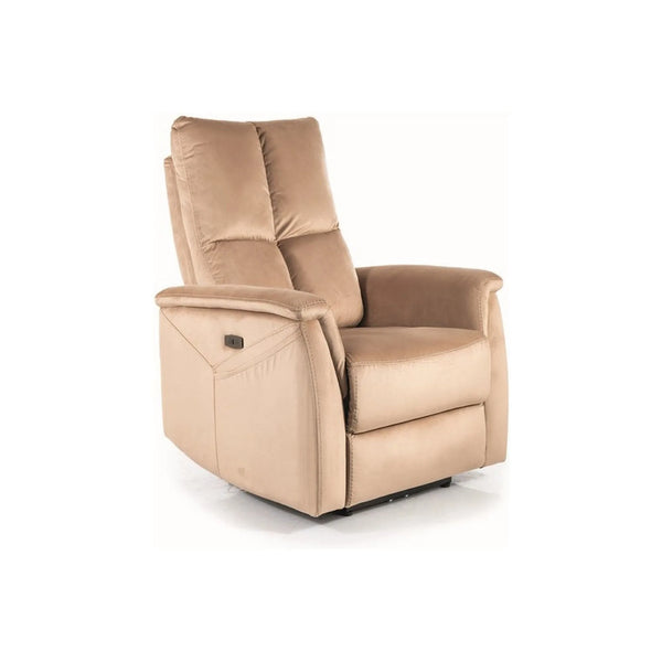 Fotoliu recliner NEPTUN M, bej/negru, stofa catifelata/metal, 76x94/160x96 cm
