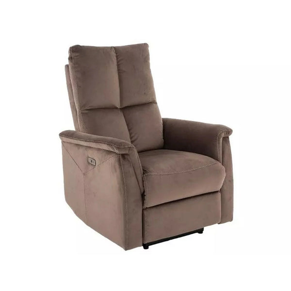 Fotoliu recliner NEPTUN, cappuccino, stofa catifelata/metal, 76x94/160x96 cm