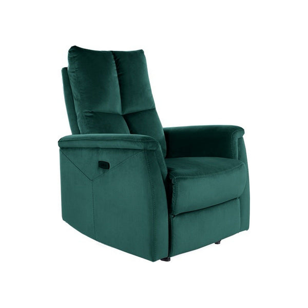 Fotoliu recliner NEPTUN, verde/negru, stofa catifelata/metal, 76x74/160x96 cm